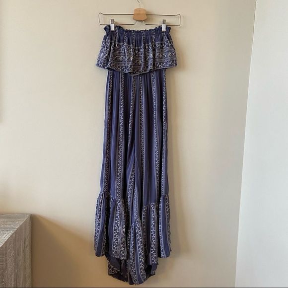 American Eagle-Periwinkle Floral Wide Leg Jumpsuit - Picture 3 of 10